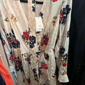 NWT Tory Burch Ivory Tea Rose Floral Printed Silk Wrap Dress 4